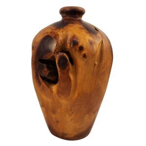 Natural Cypress Artisanal Wooden Vase Handcrafted With Unique Burl Design
